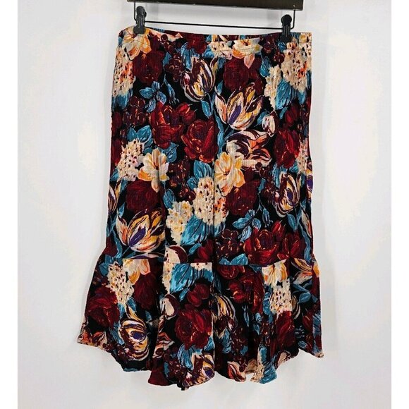 Sharon Anthony Floral Print Vtg Top/Skirt Set Womens Sz 22 Ruffle Pullon Skirt - Picture 7 of 9